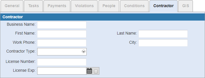 Search by Contractor Fields